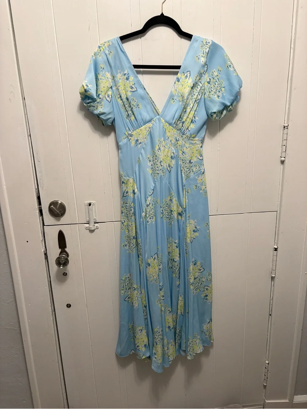 Free People Light Blue Floral Midi Dress